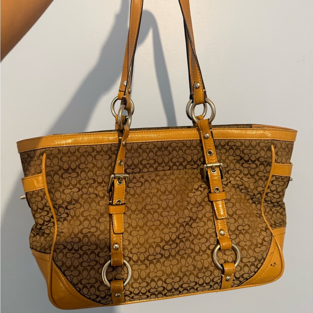 Coach Brown and Tan Tote Bag